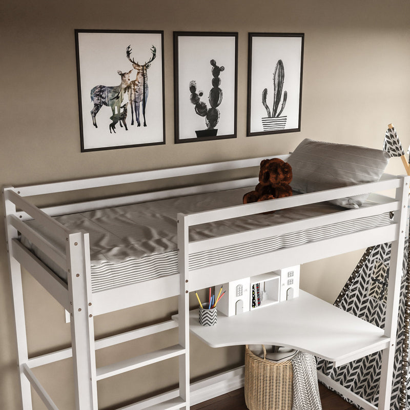 Sydney High Bunk With Desk - White