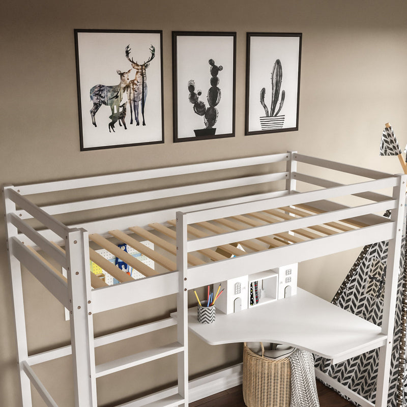 Sydney High Bunk With Desk - White