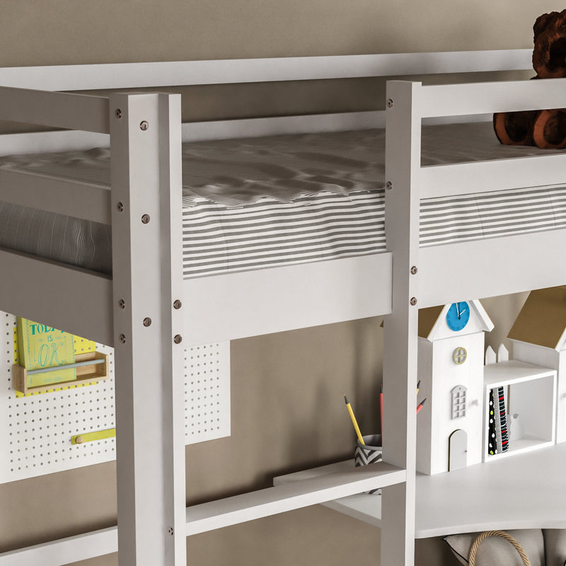 Sydney High Bunk With Desk - White