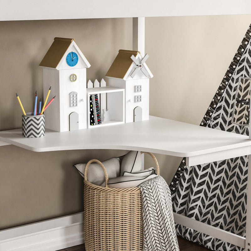 Sydney High Bunk With Desk - White
