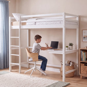 Sydney High Bunk With Desk - White