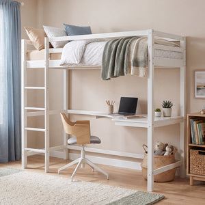 Sydney High Bunk With Desk - White