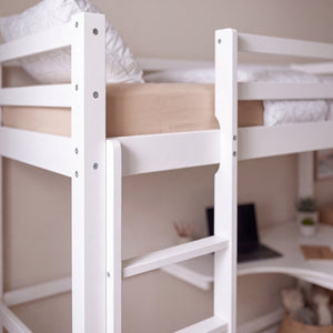 Sydney High Bunk With Desk - White