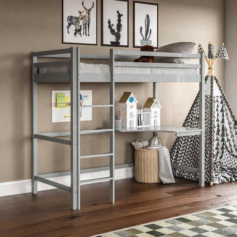Sydney High Bunk Bed With Desk - Grey