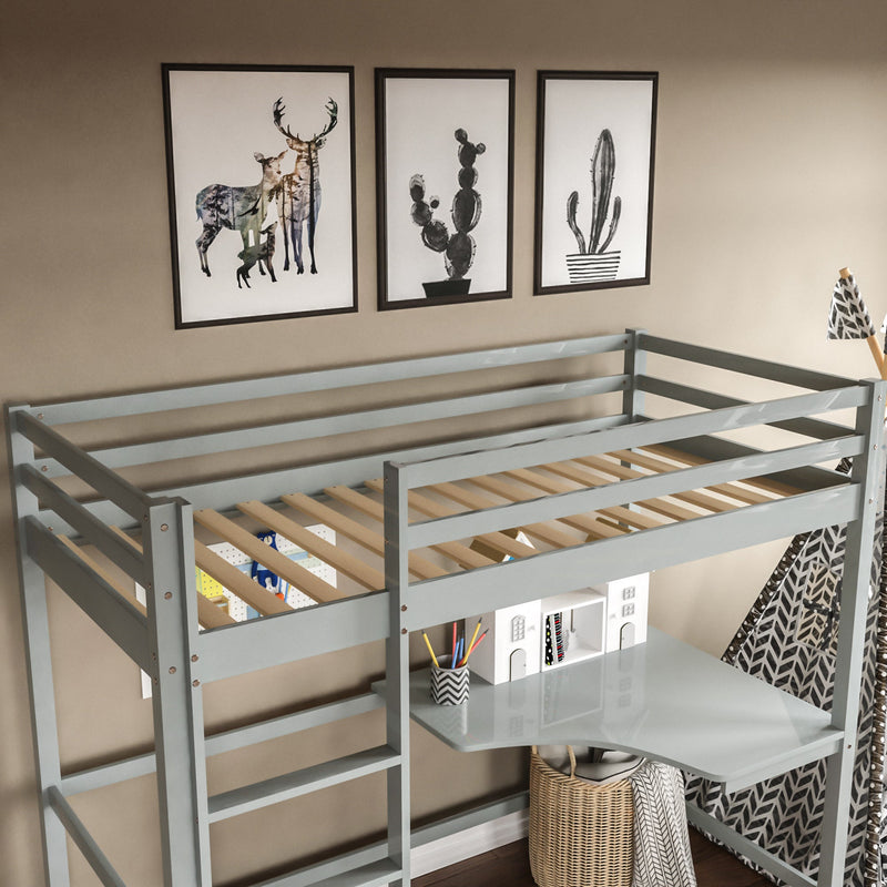 Sydney High Bunk Bed With Desk - Grey
