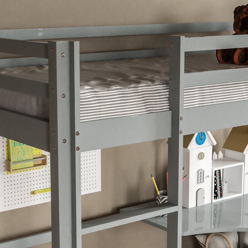Sydney High Bunk Bed With Desk - Grey