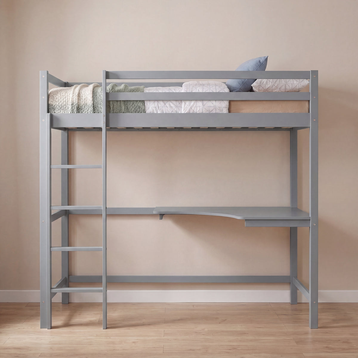 Sydney High Bunk Bed With Desk - Grey