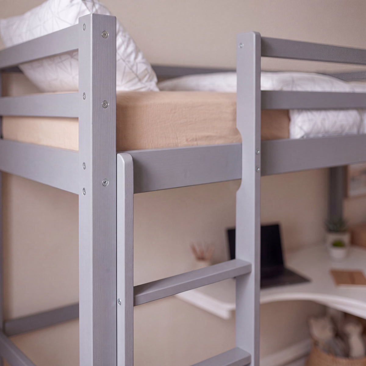 Sydney High Bunk Bed With Desk - Grey