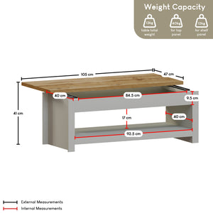 Arlington Sliding Top Coffee Table - Grey