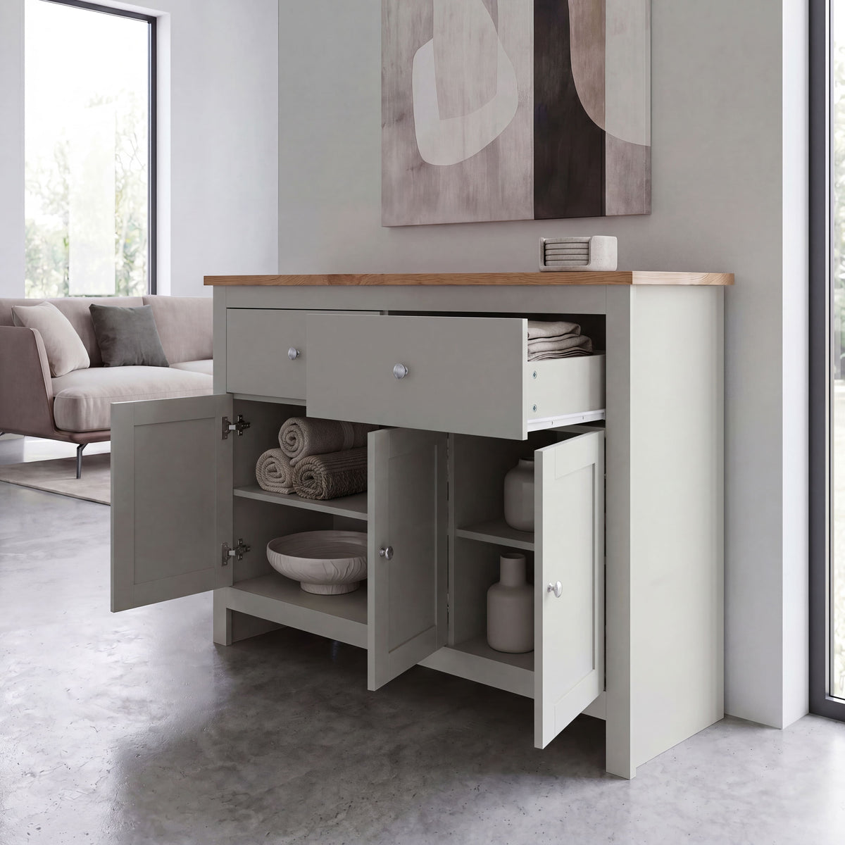 Arlington 2-Drawer 3-Door Sideboard - Grey