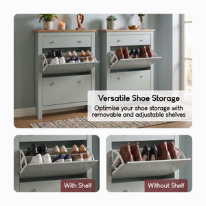 Arlington 2-Doors 1-Drawer Shoe Cabinet, Grey