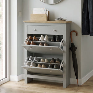 Arlington 2-Doors 1-Drawer Shoe Cabinet, Grey
