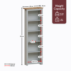 Arlington 5-Tier Bookcase - Grey
