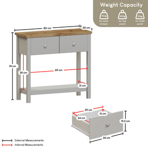 Arlington 2-Drawer Console Table - Grey