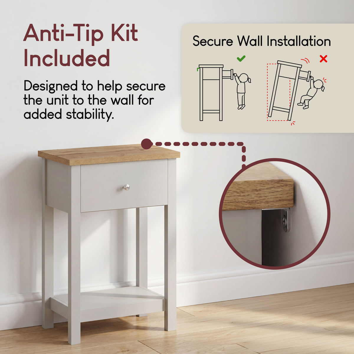 Arlington 1-Drawer Console Table - Grey