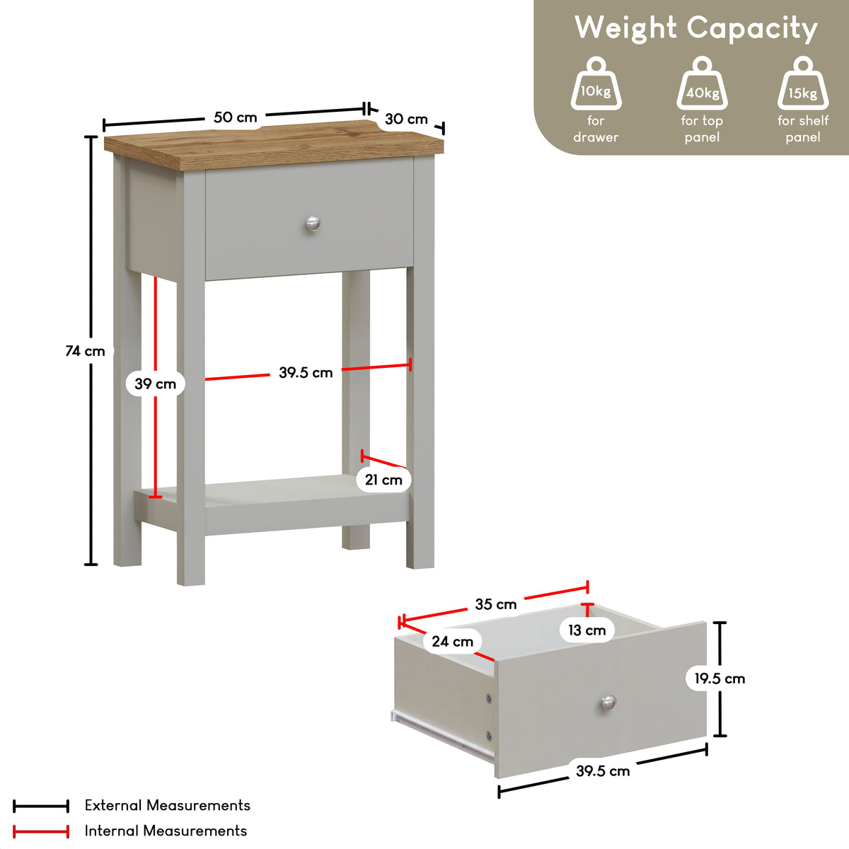 Arlington 1-Drawer Console Table - Grey