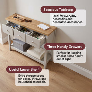 Arlington 3-Drawer Console Table - Grey