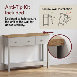 Arlington 3-Drawer Console Table - Grey