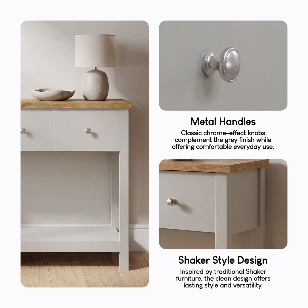 Arlington 3-Drawer Console Table - Grey