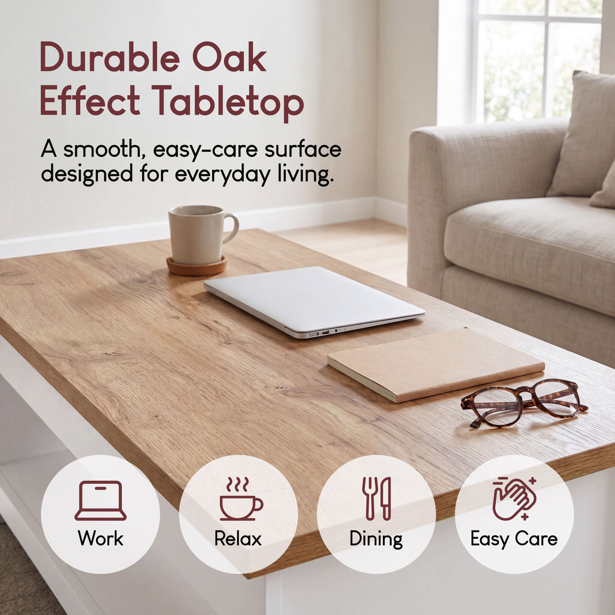 Arlington Sliding Top Coffee Table - White