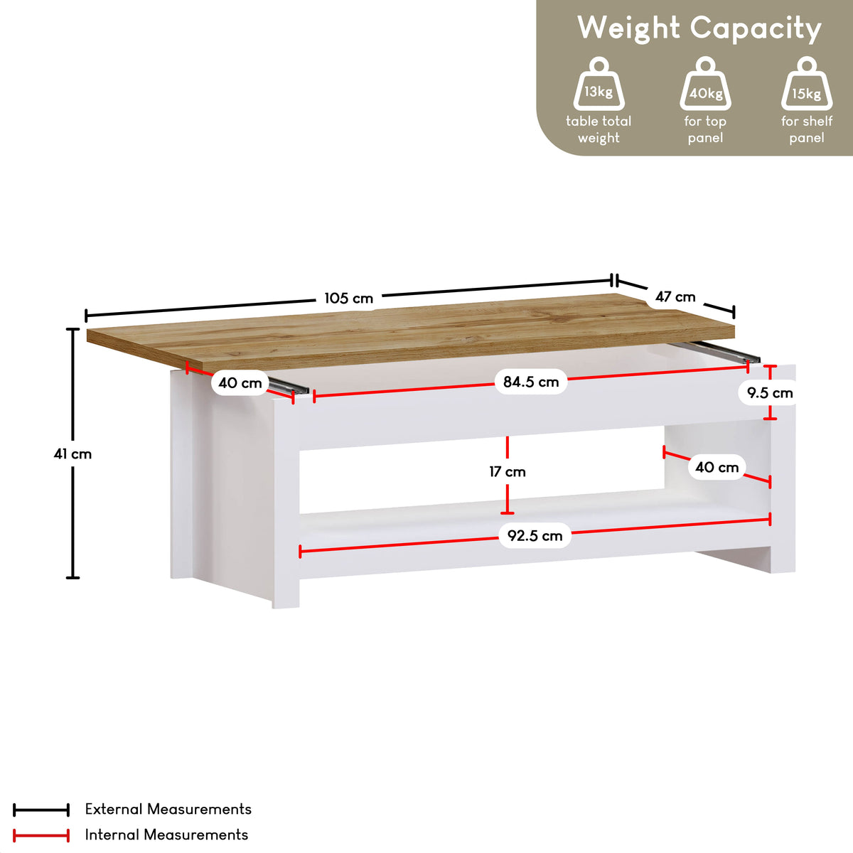 Arlington Sliding Top Coffee Table - White