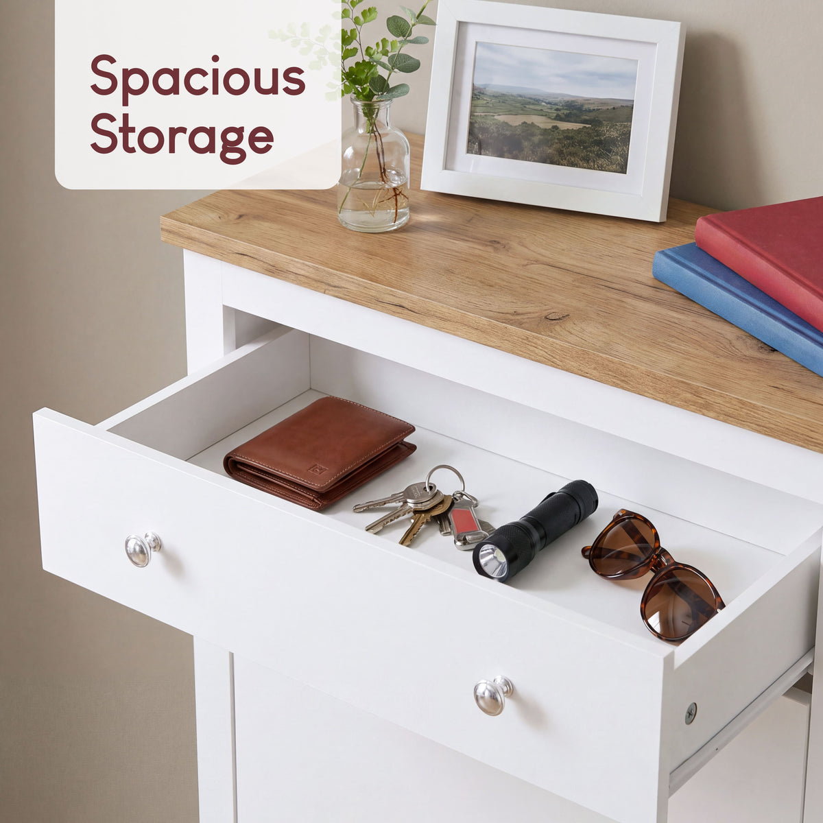 Arlington 2-Doors 1-Drawer Shoe Cabinet, White