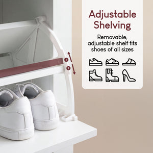 Arlington 2-Doors 1-Drawer Shoe Cabinet, White