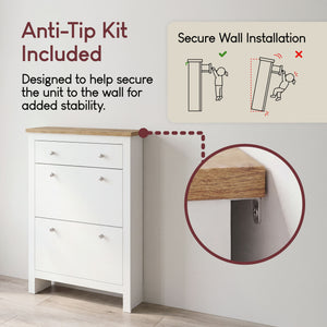 Arlington 2-Doors 1-Drawer Shoe Cabinet, White
