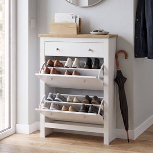 Arlington 2-Doors 1-Drawer Shoe Cabinet, White