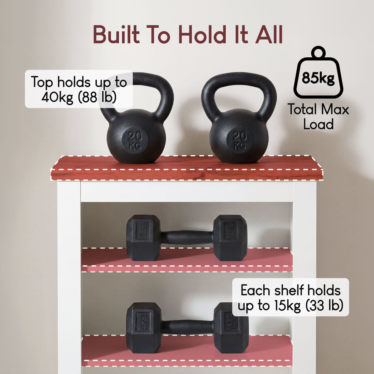 Arlington 3-Tier Bookcase - White