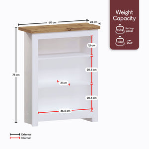 Arlington 3-Tier Bookcase - White