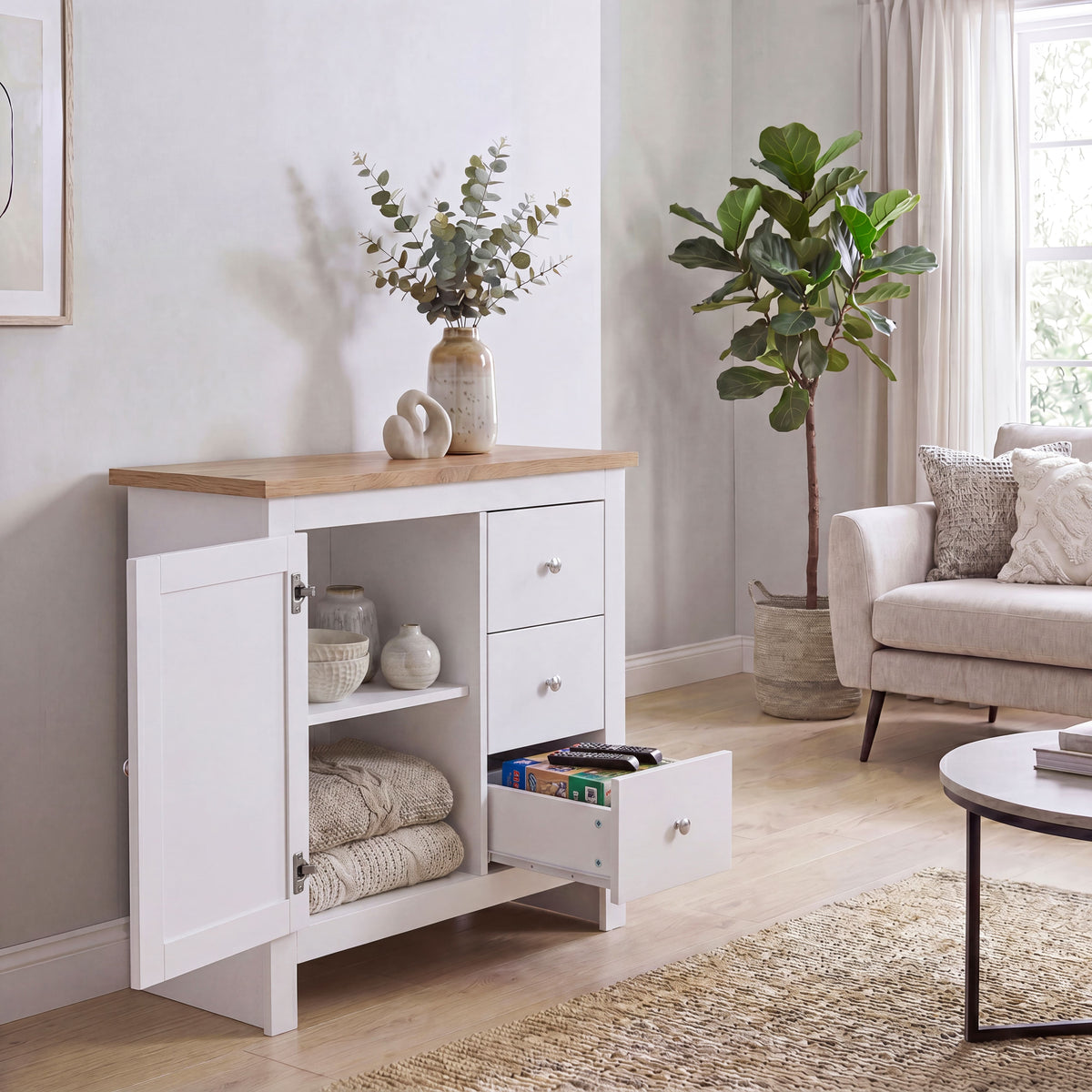 Arlington 3-Drawer 1-Door Sideboard - White