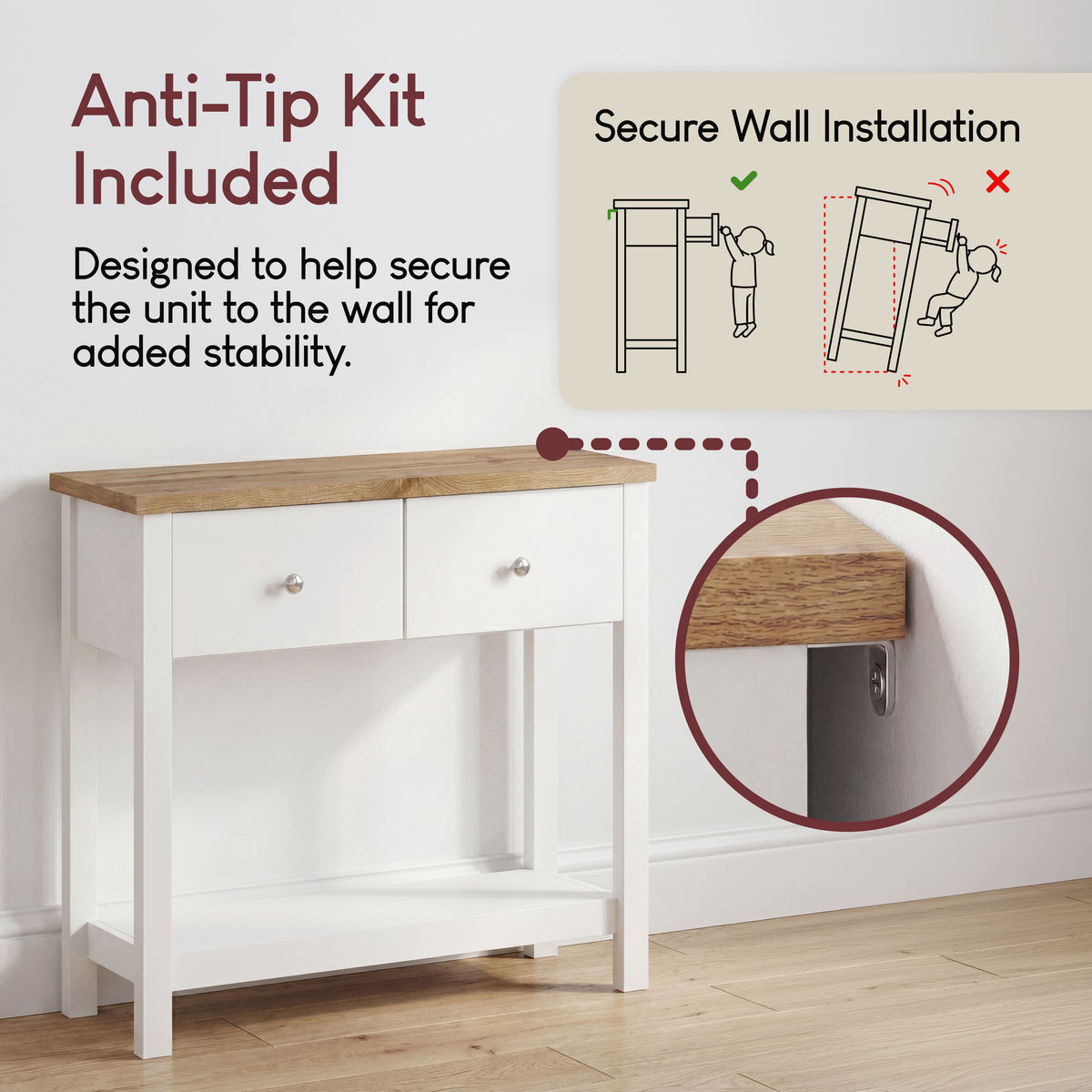 Arlington 2-Drawer Console Table - White