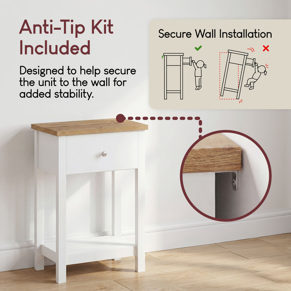 Arlington 1-Drawer Console Table - White