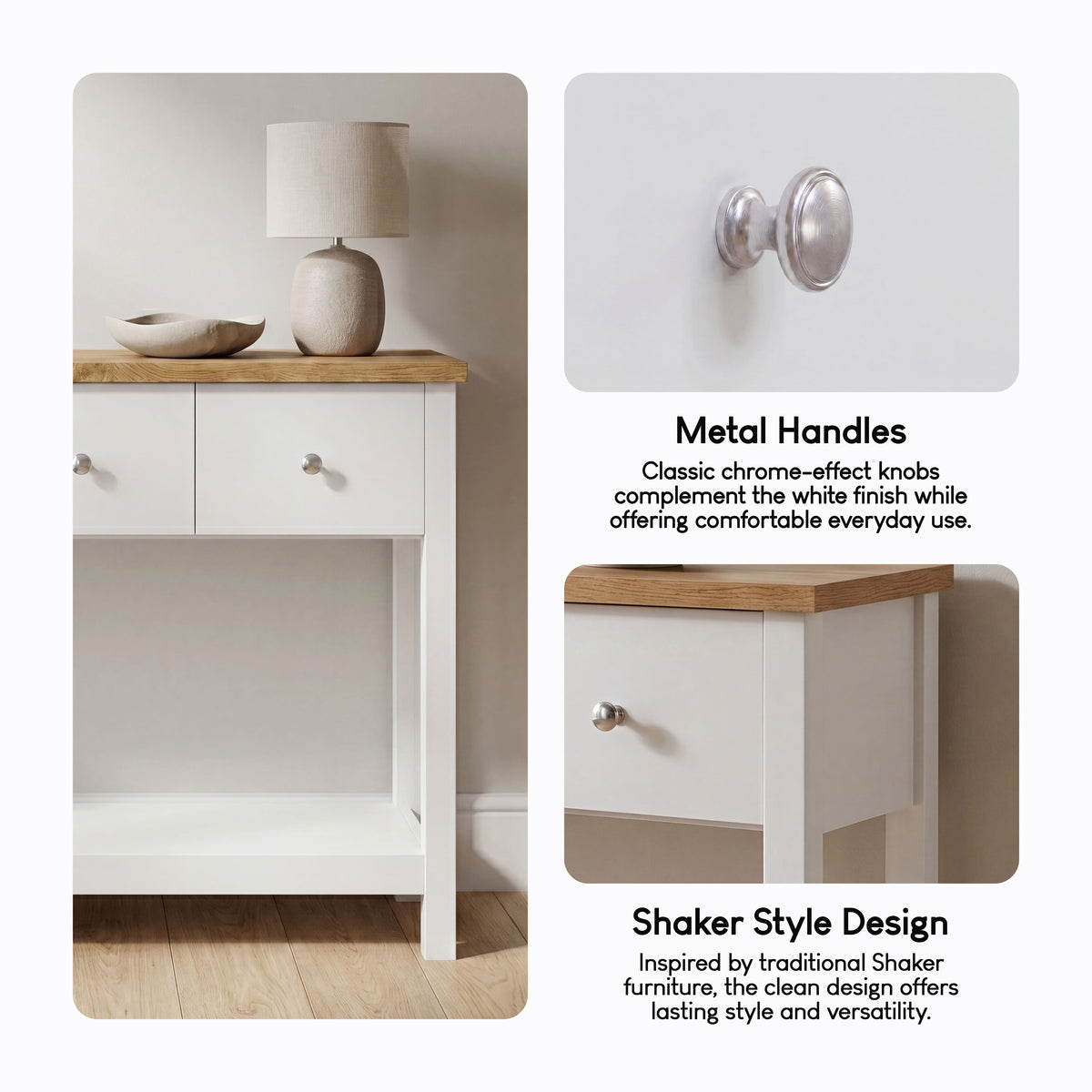 Arlington 3-Drawer Console Table - White