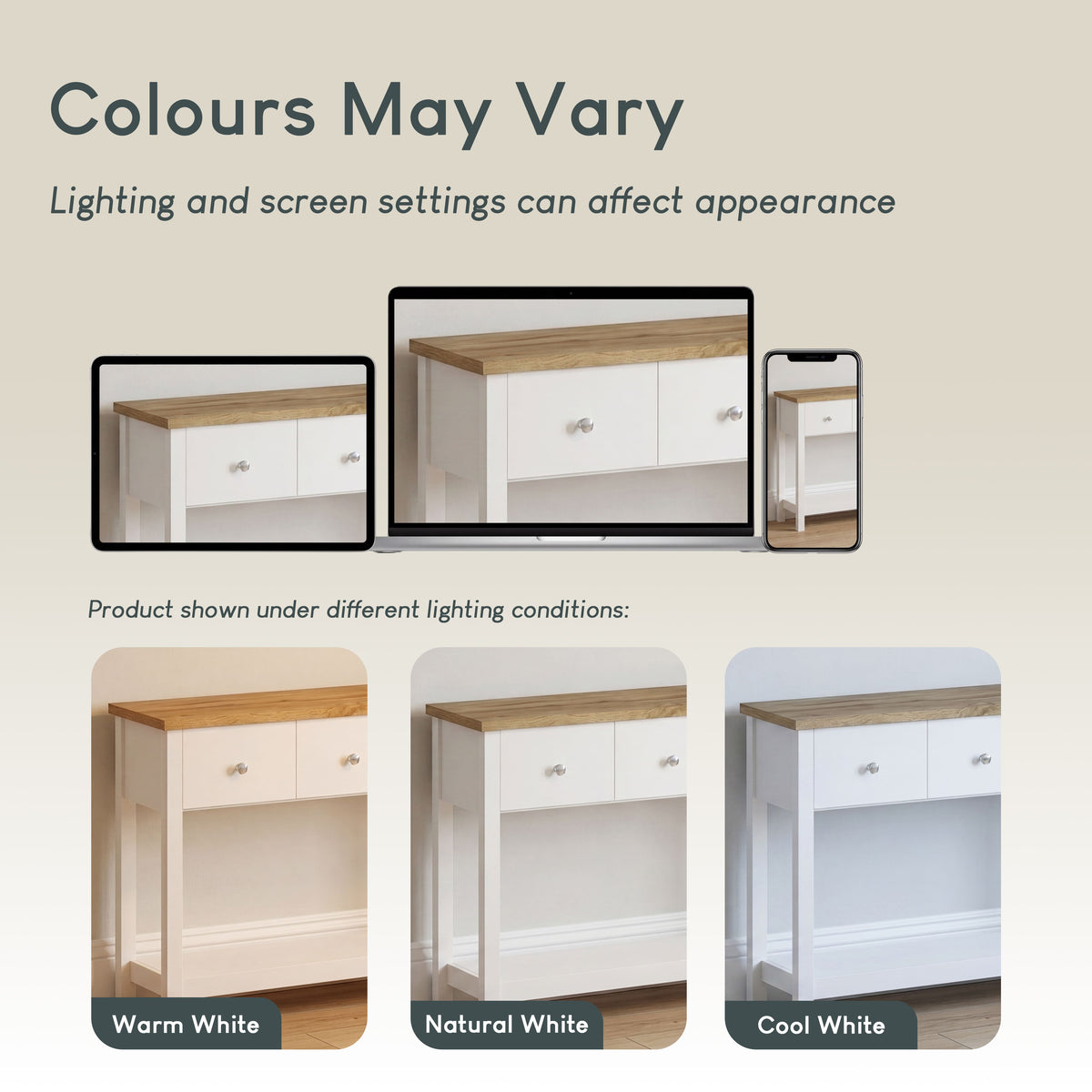 Arlington 3-Drawer Console Table - White