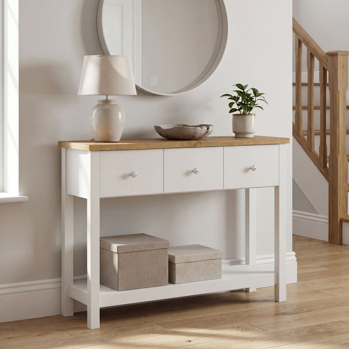 Arlington 3-Drawer Console Table - White