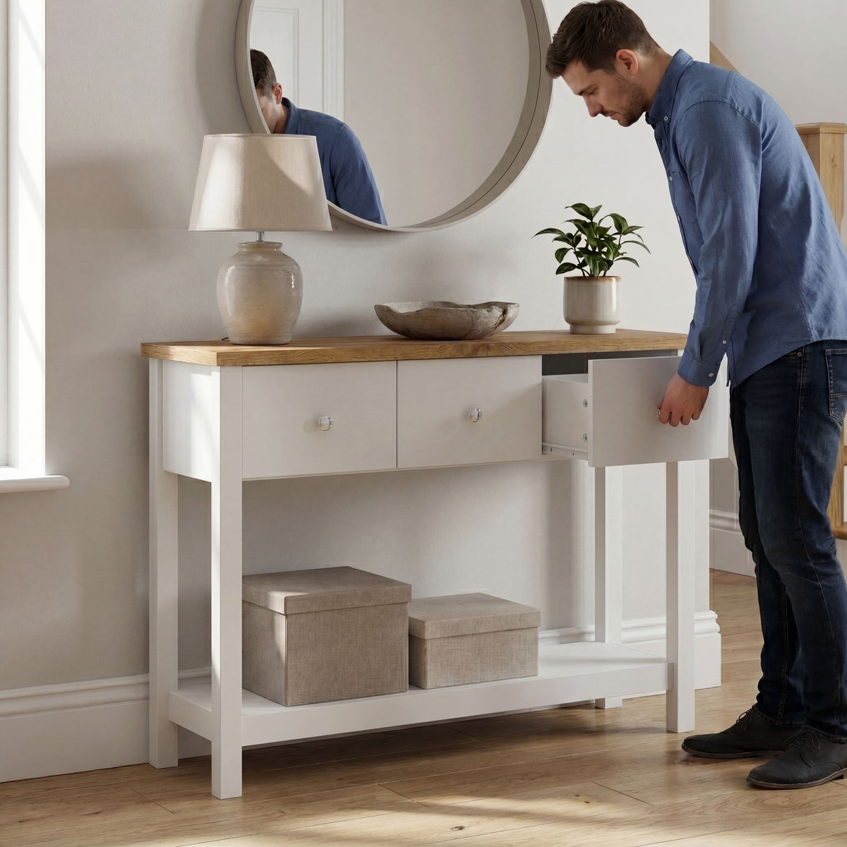 Arlington 3-Drawer Console Table - White