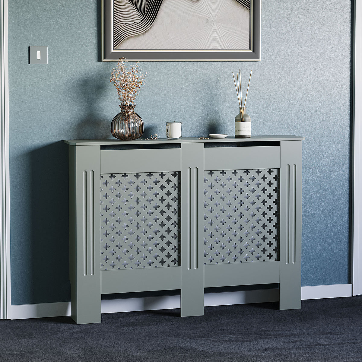 Oxford Radiator Cover - Grey, Medium, Modern Design
