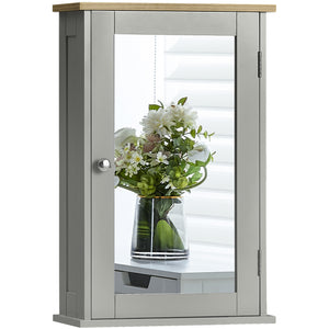 Priano 1-Door Mirrored Wall Cabinet, Grey & Oak