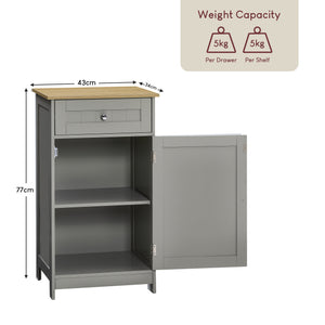 Priano 1-Door 1-Drawer Freestanding Cabinet, Grey & Oak
