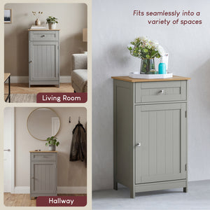 Priano 1-Door 1-Drawer Freestanding Cabinet, Grey & Oak