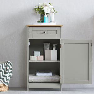 Priano 1-Door 1-Drawer Freestanding Cabinet, Grey & Oak