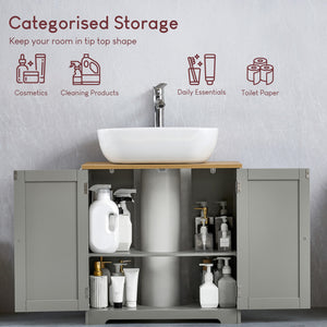 Priano 2-Door Under Sink Cabinet - Grey & Oak