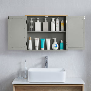 Priano 2-Door Mirrored Wall Cabinet - Grey & Oak