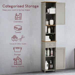 Priano 2-Door 1-Drawer Tall Cabinet With Mirror - Grey