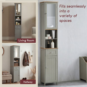Priano 2-Door 1-Drawer Tall Cabinet With Mirror - Grey
