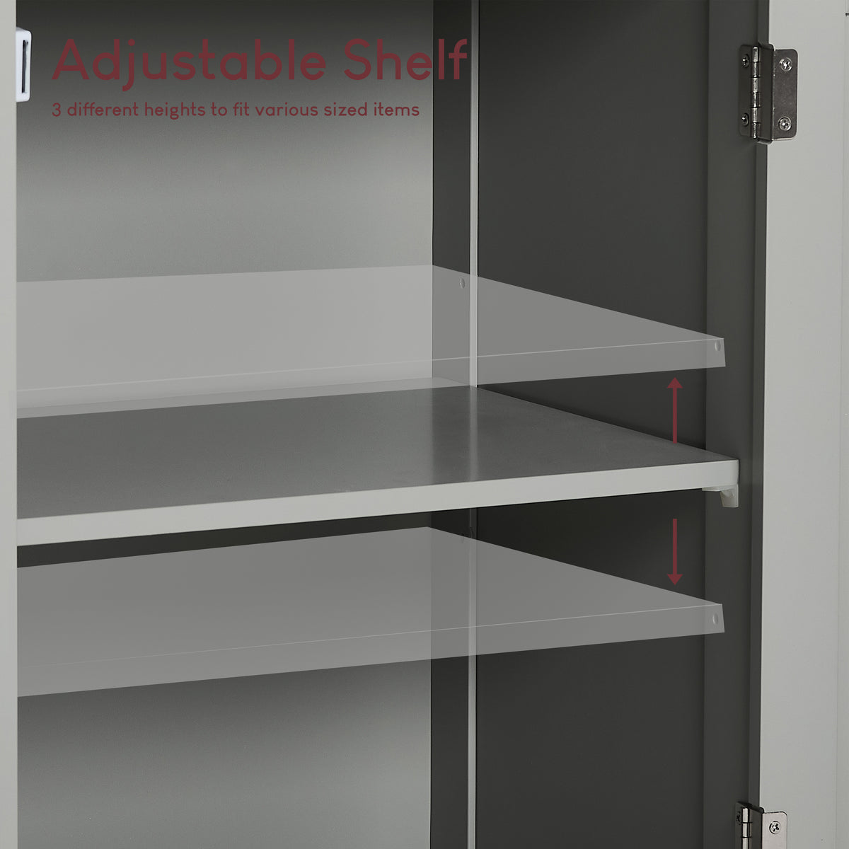 Priano 2-Door 1-Drawer Tall Cabinet With Mirror - Grey