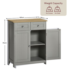 Priano 2-Drawer 2-Door Freestanding Cabinet - Grey & Oak