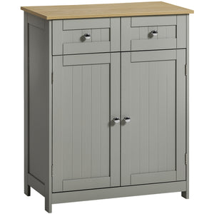 Priano 2-Drawer 2-Door Freestanding Cabinet - Grey & Oak